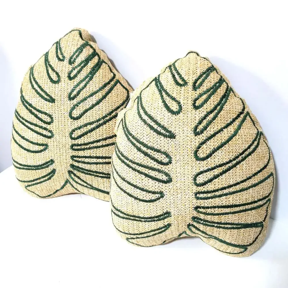Allen + Roth Palm Leaf Pillows Set Of 2 Throw Monstera Philodendron Tropical